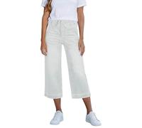 Damen Caprihose in Denim Optik, verkürzte 7/8 Länge, elastischer Bund, gerades Bein, leichte Denim Optik, für Freizeit, Reise und Warme Tage, Bequem kombinierbar, Leichter Alltagstil, blanco, XL