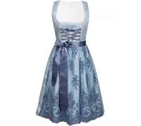 Damen Dirndl Blau Dirndlkleid Knielang Trachtkleid mit Spitzenschürze Elegant Dirndelkleider Bayerisches Tracht Dirndlbluse Dresses Trachtenmode Trachtenrock für Karneval & Oktoberfest