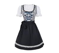 Damen Dirndl Blau Trachtkleid Midi Dirndlkleid mit Spitzenschürze Bayerisches Tracht Trachtenmode Dresses Elegant Dirndlbluse Dirndelkleider Trachtenrock für Karneval & Oktoberfest
