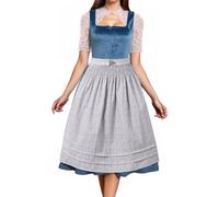 Damen Dirndl für Midi, Trachtkleid Blau Elegant Dirndlkleid mit Dirndlschürze Cosplay Dirndelkleider Bayerisches Tracht Dirndlbluse Trachtenmode Trachtenrock für Karneval & Oktoberfest