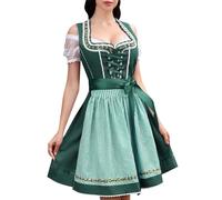 Damen Dirndl Kurz Damen Trachtkleid Elegant Dirndlkleid mit Dirndlschürze und Dirndlbluse 3 Teilig Dirndelkleider Tracht Halloween Kostüm Dirndl Komplettsets Trachtenrock für Oktoberfest