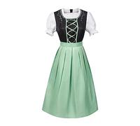Damen Dirndl Lang Damen Dirndlkleid Grün Mode Trachtkleid mit Dirndlschürze Bayerisches Dirndelkleider Trachtenmode Kleid Tracht Dirndlbluse Dresses Trachtenrock für Oktoberfest & Karneval