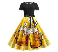 Damen Dirndl Lang Oktoberfest Outfit Damen Dirndl Komplettset Midi Dirndlkleid Inkl Trachtenrock Dirndlschürze Trachtkleid Oktoberfest Kleider Trachtenmode Trachten Rock, naranja, XXL