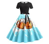 Damen Dirndl Lang Oktoberfest Outfit Damen Dirndl Komplettset Midi Dirndlkleid Inkl Trachtenrock Dirndlschürze Trachtkleid Oktoberfest Kleider Trachtenmode Trachten Rock, azul celeste, S