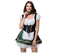 Damen Dirndl Midi Trachtkleid Sommer Dirndlkleid Grün Elegant Tracht Dresses Mode Trachtkleider Trachtenrock Trachten Kleidung für Oktoberfest Outfit Bayerisches Trachtenmode