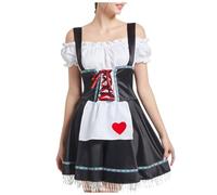 Damen Dirndl Schwarz Trachtkleid Kurz Dirndlkleid Elegant Trachtkleider Mode Tracht Dresses Trachten Kleidung Trachtenrock Cosplay für Oktoberfest Outfit Bayerisches Trachtenmode