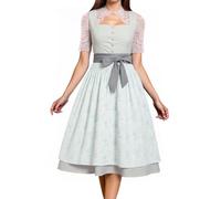Damen Dirndlkleid Grün Damen Dirndl Midi Trachtkleid mit Dirndlschürze Knopfleiste Dirndelkleider Tracht Halloween Dirndlbluse Trachtenmode Dresses Trachtenrock für Oktoberfest & Bayerisches