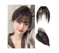 Damen Extensión con clip for el cabello con flequillo de aire sintético 3D de aspecto natural: postizo invisible for un estilo y volumen sin esfuerzo para citas(Dark Brown)