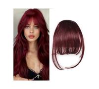 Damen Flequillo sintético liso y romo de fibra de alta temperatura for mujer, color marrón, con clip, flequillo completo de 6 pulgadas para citas(99J)