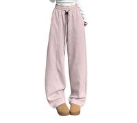 Damen High Waist Casual Pants Straight Leg Loose Fit bequeme Hose mit weitem Bein für den Alltag Sommer Mode, beige, L