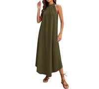 Damen Maxikleid aus Chiffon mit Unifarben, ärmellos, Off Shoulder, Eleganter Schnitt Fuer Alltag und Freizeit, kombinierbares Outfit ALS Alltagslook Fuer Sommer, mit angenehmem Tragegefuehl, verde, XL