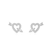 Damen Ohrringe 925 Silber, Silber Ohrringe Damen Stecker Hohles Herz mit Zirkonia Beste Freundin Geschenke