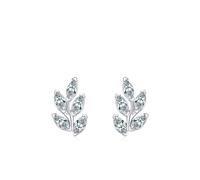 Damen Ohrringe Elegant, Silber Ohrringe Elegant Blätter mit Tropfenschliff Weiß Zirkonia 925 Silber