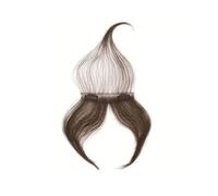 Damen Peluca de cabello humano 100% liso con flequillo de crochet, hecha a mano, universal for todos los tonos de piel. para citas(Mocha)