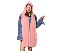 Damen Pullover Elegant Solides 2-in-1-Strick-Kapuzenschal-Set mit Zopfmuster als warmes Winteraccessoire für Damen (One Size)