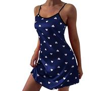 Damen Sexy Love Nachthemd Dessous in Dessous (Blue, S)