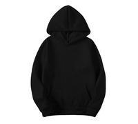 Damen Slim Sweatshirts Pullover Hoodies Künstliche Kurze Samtpullover Langarm mit Taschen Winter Outfits Kleidung (Black, L)