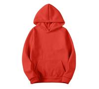 Damen Slim Sweatshirts Pullover Hoodies Künstliche Kurze Samtpullover Langarm mit Taschen Winter Outfits Kleidung (Orange, XXXXL)