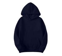 Damen Slim Sweatshirts Pullover Hoodies Künstliche Kurze Samtpullover Langarm mit Taschen Winter Outfits Kleidung (Navy, XXXL)