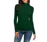 Damen Slim Tops Langarm Rundhals Crop Top T-Shirt Basic Solid Tight Slim Fit Cropped Shirt Workout Yoga Langarmshirts Crop Tops Basic Slim Fit T-Shirts Coole Shirts Damen, verde, M