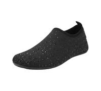 Damen Wasserschuhe Slip On Badeschuhe mit atmungsaktivem Obermaterial, leichte Aquaschuhe fr Strand Pool Schwimmen Urlaub Outdoor, Flexible Sohle und bequemer Einstieg beim Tragen, Black, 36.5 EU