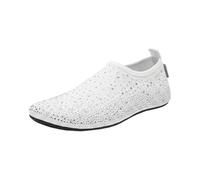 Damen Wasserschuhe Slip On Badeschuhe mit atmungsaktivem Obermaterial, leichte Aquaschuhe fr Strand Pool Schwimmen Urlaub Outdoor, Flexible Sohle und bequemer Einstieg beim Tragen, White, 41.5 EU