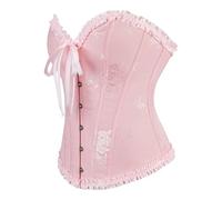Damen Weiße Brokat Corsage aus Polyester mit Schnrung, Hakenfront und Spitzenabschluss, fr Abendlook, Kostm festliche Outfits, figurbetonter Schnitt, bequemes Wäsche, rosa, S