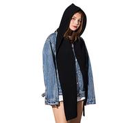 Damenschal Winter Solides 2-in-1-Strick-Kapuzenschal-Set mit Zopfmuster als warmes Winteraccessoire für Damen (Black, One Size)