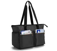 Damero bolsas de hombro para maestros, bolsa para maestros con compartimento acolchado para computadora portátil y múltiples bolsillos para escuela, oficina, negro