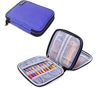 Damero Crochet Hook Case, Estuche Portátil con Cremallera para Agujas de Tejer, Ganchos y Kit de Ganchillo con Doble Capa Fácil de Transportar, Violeta