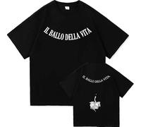 Damiano David Il Ballo Della Vita Tattoo Camiseta Funny Little Fears Algodón Moda Manga Corta Neutral Harajuku Vintage Camiseta Hip Hop Tops Hombre Mujer Regalo para Fans-Black2||s