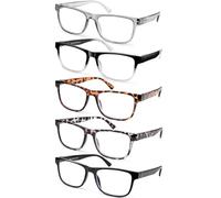 DAMIDEO 5 gafas de lectura grandes con bloqueo de luz azul para hombres y mujeres, marco extra ancho, gafas de lectura ligeras, Paquete de 5 colores diferentes, XL