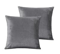 Damier Juego de 2 fundas de almohada de 80 x 80 cm, color gris, invierno, felpa suave y cálida, tacto de cachemira, pack doble