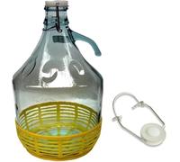 Damigiana - Frasco de cristal de 5 litros con cierre de tapa y cesta - Dama Cristal 5L para agua y vino aceite - Botellas de cristal para almacenamiento