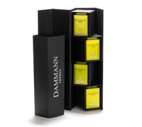 Dammann Frères® | Cofre Séléné | Caja de 4 Infusiones Saborizadas | Tilo y Verbena, Melisa y Jengibre, Anís y Cítricos, Verbena y Menta en Latas de Metal - (Total 170 Gr)