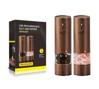 DaMohony Juego de molinillo eléctrico de sal y pimienta, con luz LED, recargable, automático, negro, molinillo de sal y pimienta ajustable para barbacoa y cocina restaurante