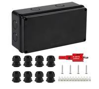 DAMORON - Caja de conexiones impermeable IP65, diámetro de 12 a 15 mm, caja de conexiones de ABS grande, caja de conexiones empotrada para piezas húmedas, fondo negro (200 x 100 x 70 mm)