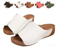 Damping Sole Upgradation Stretch Lightweight Sandals Orthopedic Wedge Slides Arch-Support Thick Sandals (38,White)