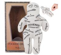 Damt Doll Voodoo Dolls 8.5x5.1 '' Mollido de algodón de poliéster Blanco con Impresiones inquietas Venganza Espeluznante Venganza Negtiva Damt Doll para liberación Emocional