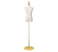 DamyTroso Maniquí de Torso Femenino, Formas de Vestido para Coser de 50 a 70 Pulgadas de Altura Ajustable, Modelo de Mujer, Cuerpo de maniquí de Alta Estabilidad, Soporte de Metal Dorado para Ropa,