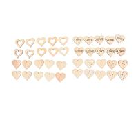 DANAIXZ 40 piezas de madera rústica sin terminar en forma de corazón, suministros para manualidades, marcapáginas hechos a mano, decoración del hogar, varios tamaños.
