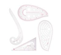 DANAIXZ Juego de reglas curvas multifunción de 4 piezas para diseño de ropa, costura, sastrería, creación de patrones, clasificación y revisión, reglas de plástico profesionales co