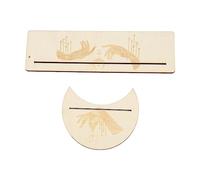 DANAIXZ Juego de Soporte para Cartas de Tarot de Madera Estable Forma de Luna y Base de exhibición rectangular para Lectura de Tarot Práctica de adivinación 2 Piezas Madera de álam (do)