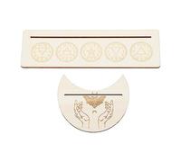 DANAIXZ Juego de Soporte para Cartas de Tarot de Madera Estable Forma de Luna y Base de exhibición rectangular para Lectura de Tarot Práctica de adivinación 2 Piezas Madera de álam (UNA)