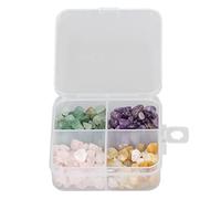 DANAIXZ Kit de fabricación de joyas DIY con cuentas de piedra natural de 60 g, formas irregulares, aventurina verde pulida fina, cuarzo rosa, topacio y amatista, con caja de almace