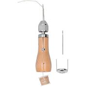 DANAIXZ Kit de punzón de costura de cuero profesional, herramienta de costura a mano resistente con mango de madera, 2 agujas para artesanía en cuero, bolsos de lona, zapatos, ci
