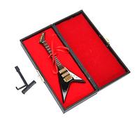 DANAIXZ Modelo de Guitarra eléctrica en Miniatura de Madera Hecho a Mano, Instrumento Musical Coleccionable detallado, Regalo, Adorno para decoración del hogar, 14 cm con Base y ca