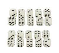 DANAIXZ Paquete de 20 Dados Que Brillan en la Oscuridad, tamaño Grande, 16 mm, Dados de plástico de Seis Caras con Puntos Negros para Juegos de Mesa, Suministros para Fiestas noctu