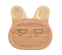 DANAIXZ Plato de madera Bandeja para servir Adorable plato con forma de conejo Madera de caucho premium Vajilla no segura para postres Aperitivos 20x20 cm 4 lindos diseños Fácil de (enojo)