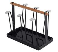 DANAIXZ Rejilla para secar tazas Portavasos de metal de primera calidad con base de madera Diseño multifuncional que ahorra espacio para organizador de encimera de cocina 23x12,5x18,8 cm (Negra)